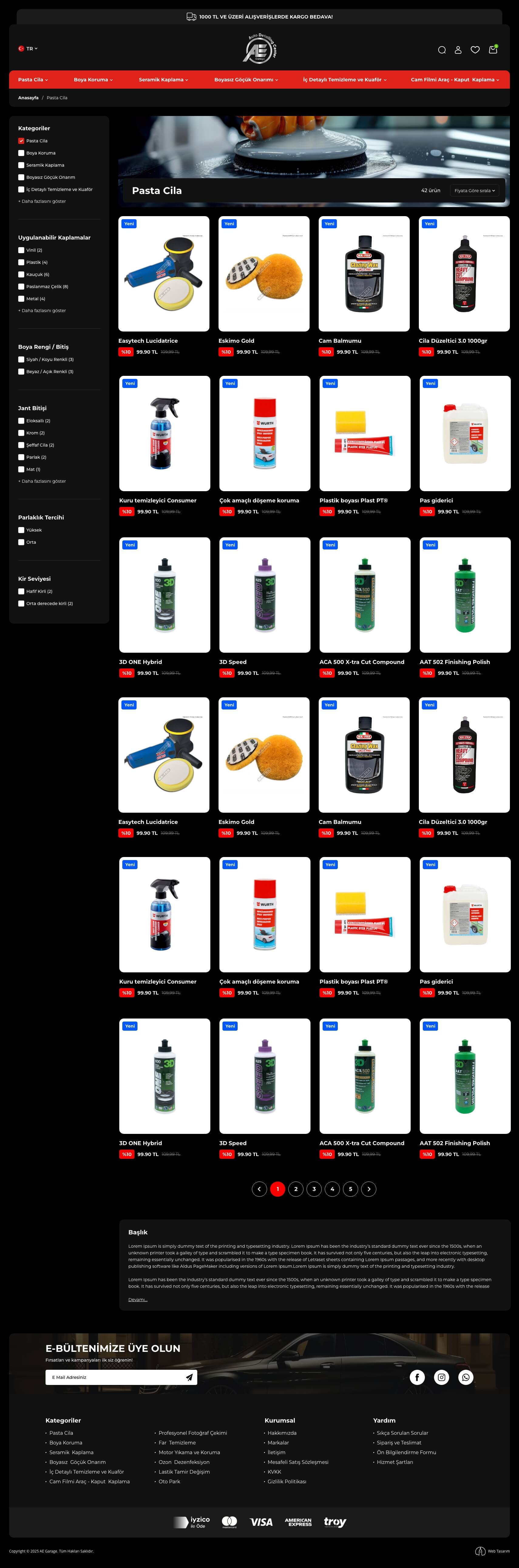 AE Garage Ürün Liste
